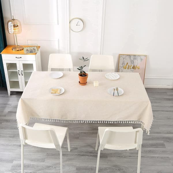 Beige rektangulær dug, pletafvisende dug 140 x 180 cm B