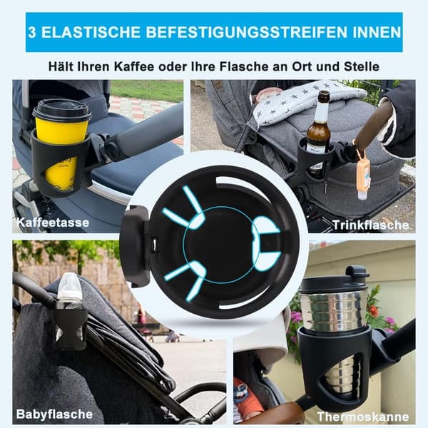 A gray universal bottle cage is applicable to bicycles, strollers, pushchairs, drink bottle cages, baby bottles, coffee