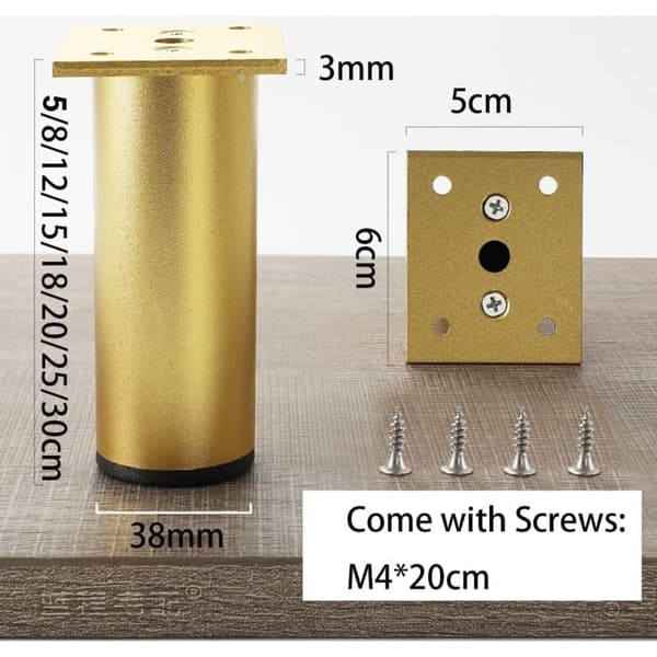 4 stk. møbelben i aluminiumslegering 80 mm guld til skab sofabord