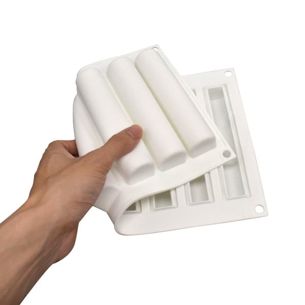 Avlang Eclair Sylinder 8 stk Silikonform Mousseform Pralinform Vit white