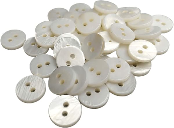 50 luonnonhelmiäisompelunappia - 10 mm