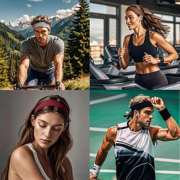3 st Pannband Halkfria Elastiska Svettband Mode Sport