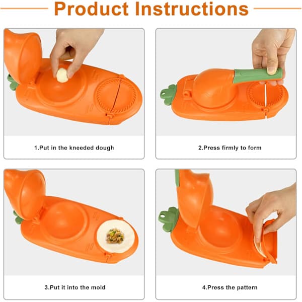 Dumpling Machine 2 in 1 Manual Noodle Press Machine Dumpling Skin Machine Dumpling Mold (Orange)