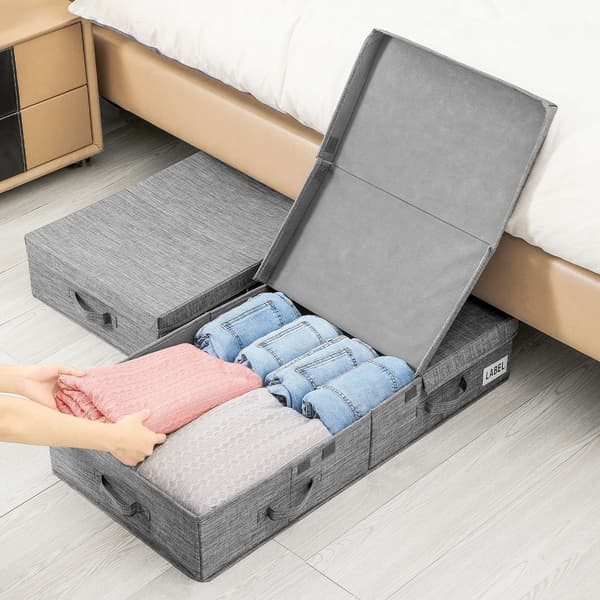 Under Bed Storage Bins with Lids (2-Pack) Large Underbed Storage Organizer with Handles Foldable Underbed Storage Bag