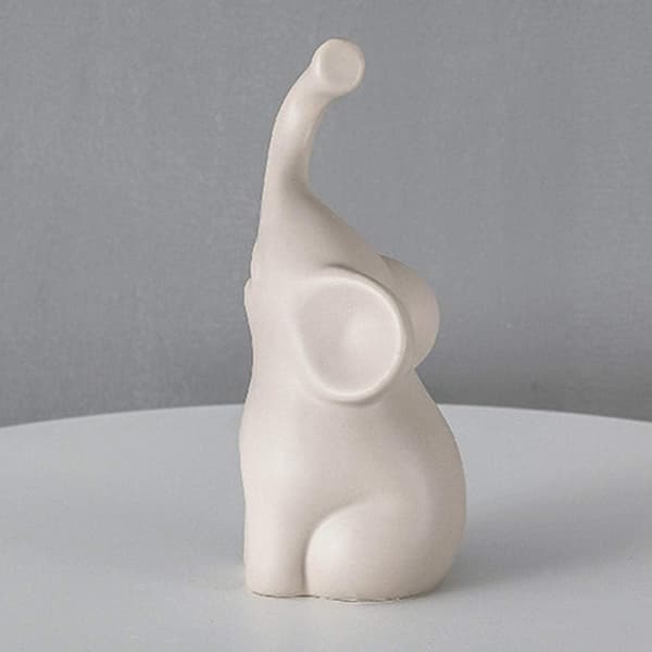 Harmonisk elefantpar i beige & grå keramik - moderne s