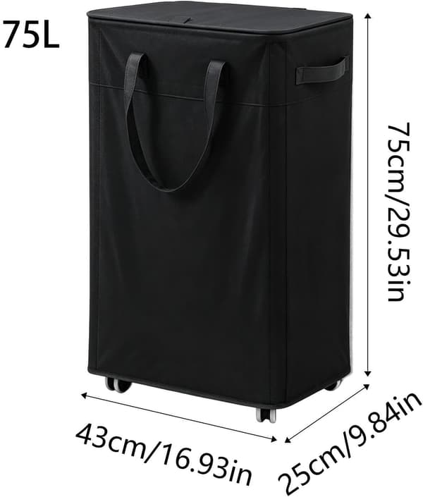 Tvättkorg med hjul, organizer, 75 l, Wäschesack -