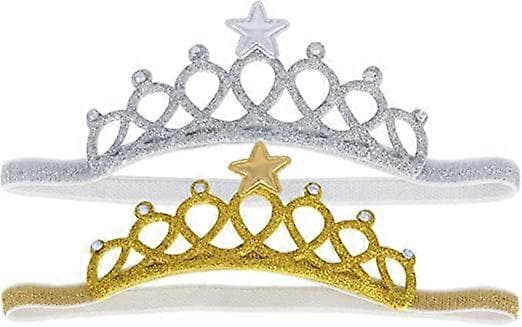 Superelastiskt Hårband för Bebisflickor, Mjukt Hårband för Spädbarn (Guld/Silver)