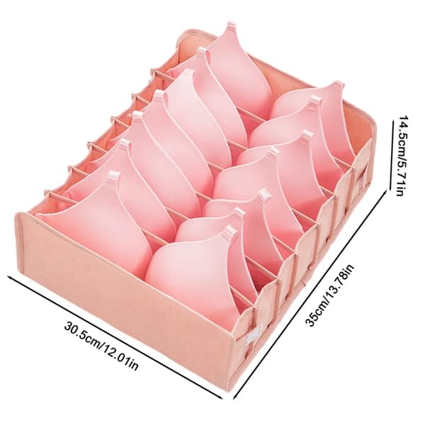 3X Underwear Storage Box, Washable Foldable Underwear Organizer, Storage Box for Bras, Socks, Panties (Pink)