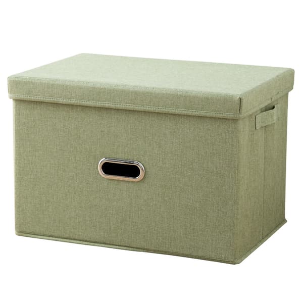 Storage Box Foldable Linen Fabric Clothes Storage Basket with Lid