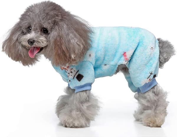 Christmas pajamas for dogs and cats with snowflake pattern, warm, blue, size M