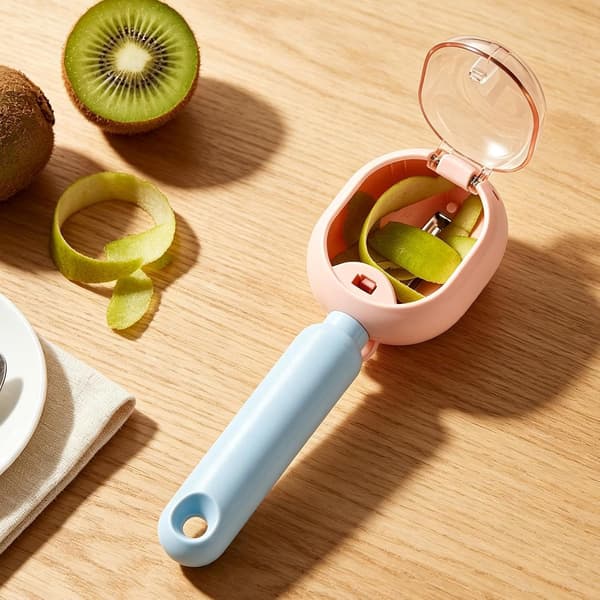 Grønnsaksskreller med oppsamlingsbeholder multifunksjonell ergonomisk avtakbar rosa - Rosa