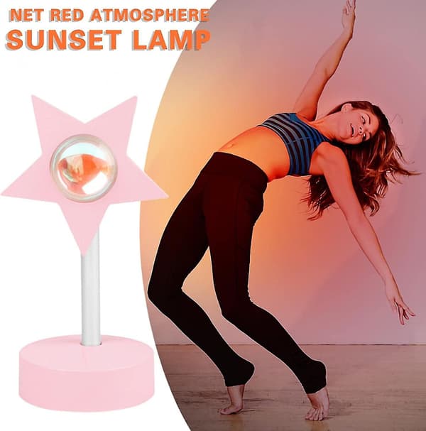 Solnedgangslys Natlampe Projektor USB LED-lampe 180 Graders Rotation Regnbue Projektionslampe Solnedgang