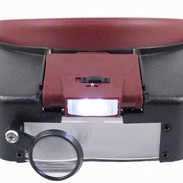 Headband Magnifier with 2 LED Lights 1.5x 3x 6.5x 8x Head Magnifier for Repairs Reading