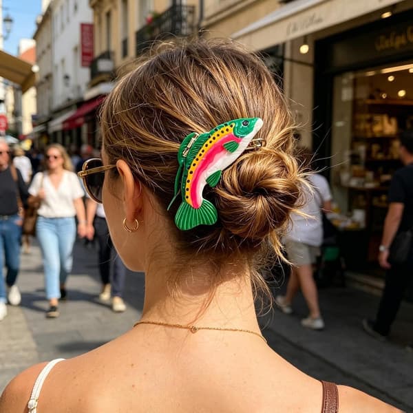 Fisk-hårklämmor för kvinnor 2 st Forellenform halkfri styling Barrette -
