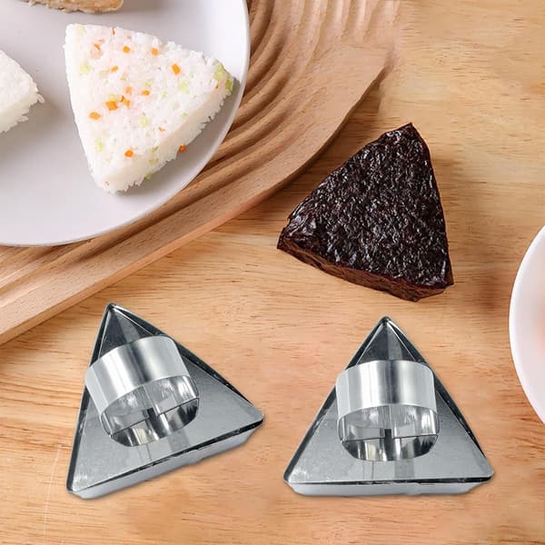 2 stk. Onigiri-form i rustfritt stål, trekantet sushimaker, sushipresseform, japanske risboller
