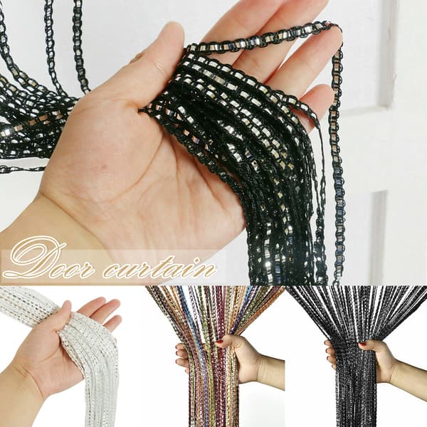 String Door Curtain Room Divider Tassel for Wall and Window Decoration Silver Grey Silver Grey