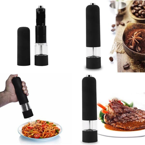 Automatic Salt & Pepper Grinder Electric Herb Pepper Spice Grinder Svart black