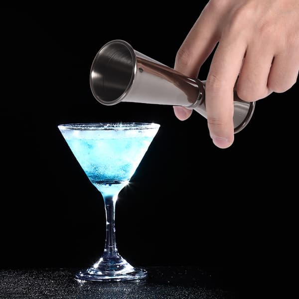 304 Rustfrit Stål Bar Vin Cocktail Shaker Dobbelt Jigger Bartender Måleværktøj Tilbehør Sort