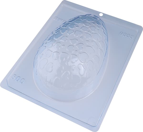 Pralinform Egg Hjerte 500g Sjokoladeform - BWB 9333 - Spesiell 3-delt form Transparent transparent