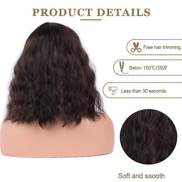 Short Bob Wig with Bangs and Waves Cosplay Wig for Women