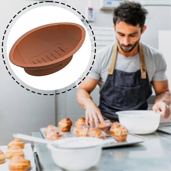 Stor 3D Fodboldkageform Silikone Superbløde Kagemønstre Køkkentilbehør Kaffe Coffee