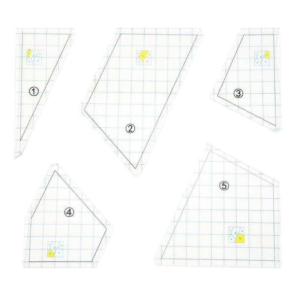 5 Pieces Quilting Template Set Sewing Machine Ruler DIY Hand Patchwork Quilting Ruler Quilt Templates Square Templates[DB]