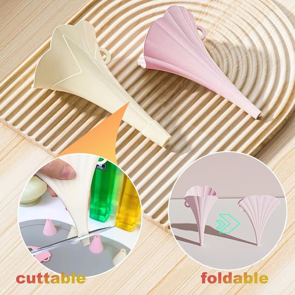 Kitchen Funnel Set of 4, Foldable Silicone Flower Shape Funnel, Kitchen Accessory Gadgets for Jars Bottle Liquid Transfer