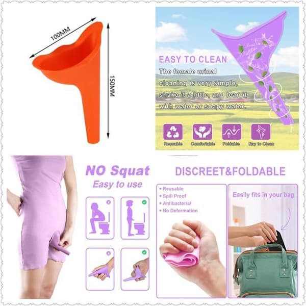 Female Urination Funnel, 5 Pcs Portable Female Urinal Stand-to-Pee Funnel, Practical, Compact and Reusable