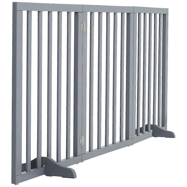 Sammenleggbar frittstående 3-panels hundegrind i tre