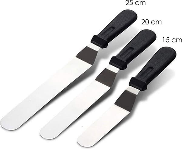 Spatulas - 3-piece - Stainless steel - Practical for making cakes and pastries