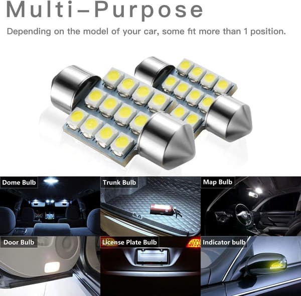 4-pack DE3175 31mm LED Interior Dome Light Map Light Door Light