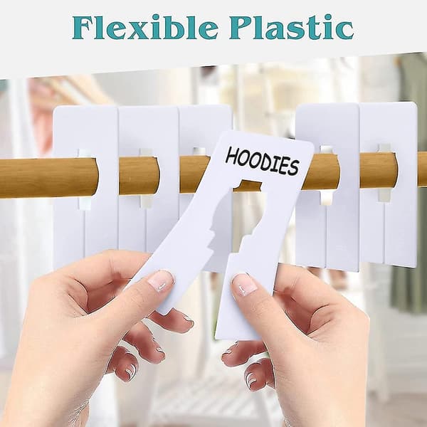 30 Closet Dividers for Hanging Clothes - Rectangular Clothing Size Dividers, 1.5x Wider White Closet Dividers