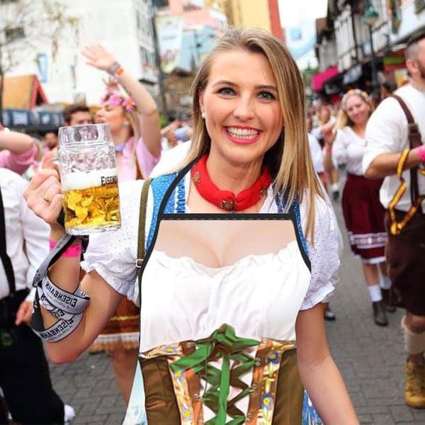 Oktoberfest-forklæde, bayersk forklæde blødt kvindeligt mandligt unisex 05 - 5