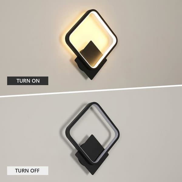 LED bedside lamp, black square wall lamp, simple and elegant, three adjustable colors.