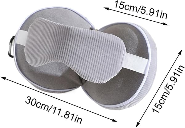 Nackkudde för flygplan, nackstöd, nackkudde med ögonmask, stabil resekudde, ergonomisk kudde för sovrumstillbehör, kontor, ljusgrå Hellgrau