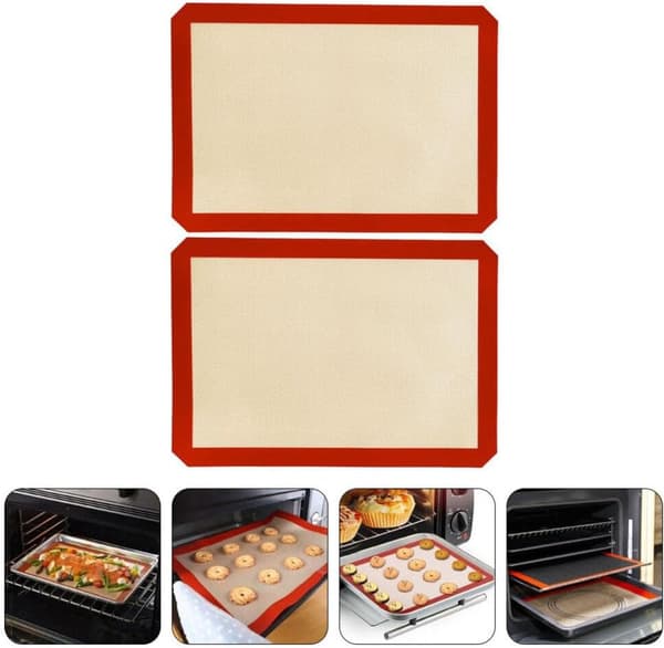 Silicone Baking Mat Silicone Baking Sheets Reusable Baking Mat 16.5\" x 11.6\" Dark Grey Oven Baking Sheet for Making Cookies/Macarons/Bread 2 Pieces