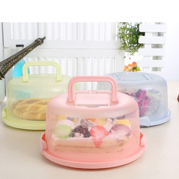 Portable Cake Box with Handle Multifunctional Food Fruit Storage Box Practical Organizer Pink Pink