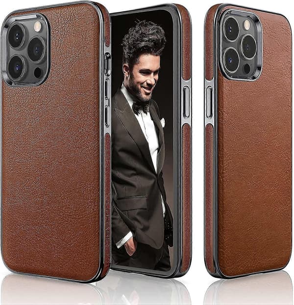 Iphone 13 Pro Max Cover, Business Slim Classic Etui HerreBrun