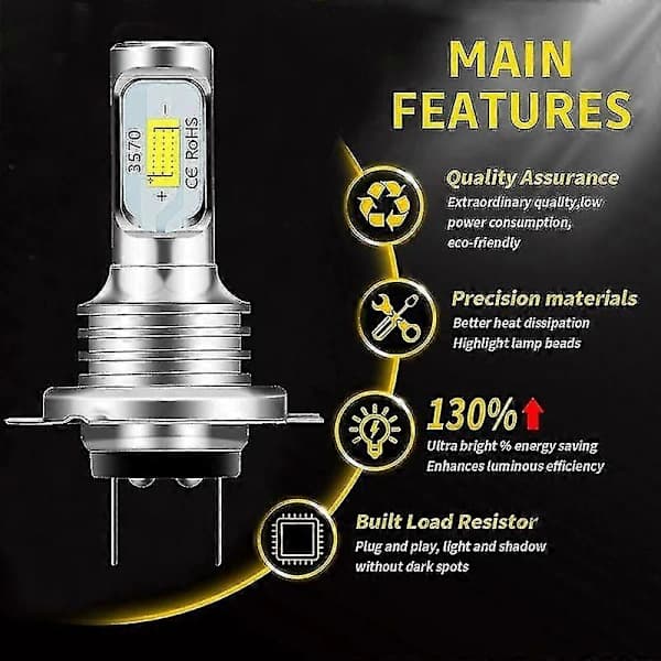 H7 LED Canbus frontlykt H7 LED nærlys 6000K IP 68 CSP 3570 LED-chips