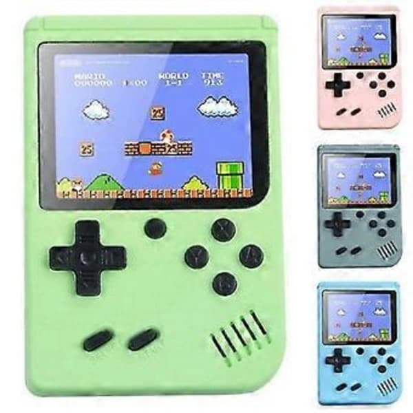Inbyggd 500 Klassiska Spel Retro Videospelskonsol Barn Present Blå