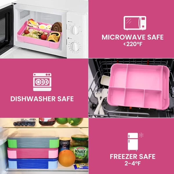 Bento Box Lunch Box for Adults, with 6 Compartments Cutlery, Lunch Boxes Suitable for Microwave Dishwasher