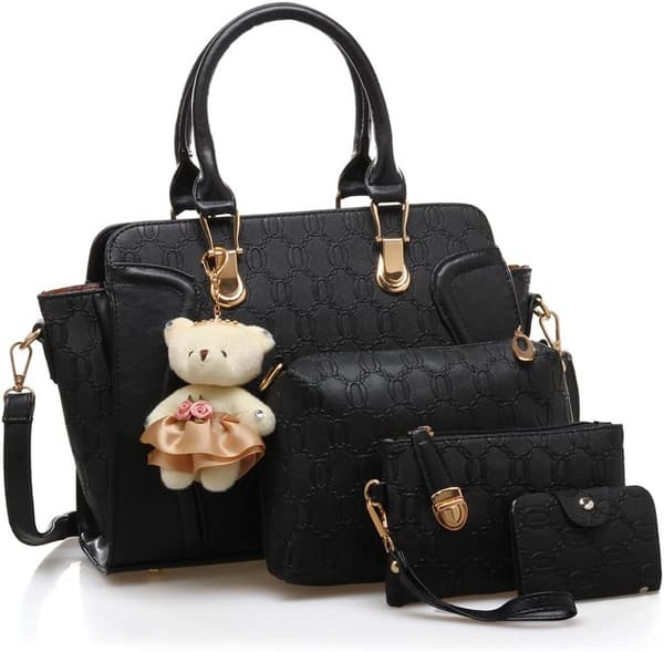 (4-piece set) Women's PU Leather Handbag, Top Handle Bag, Messenger Bag