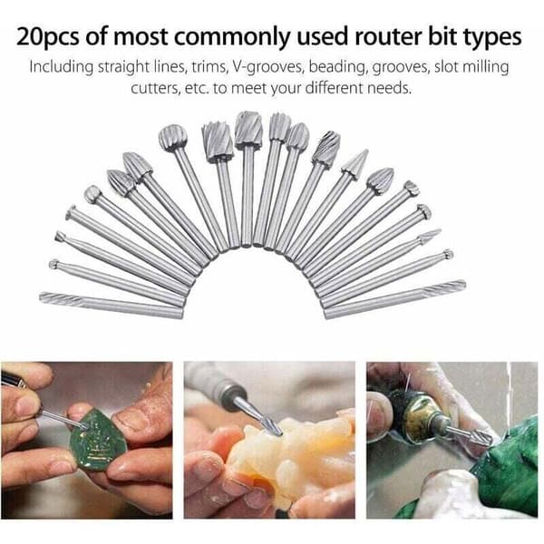 20-pack Dremel Volframkarbid Fräsborrar Borr Bits Roterande Slipmaskin..AVGRADER