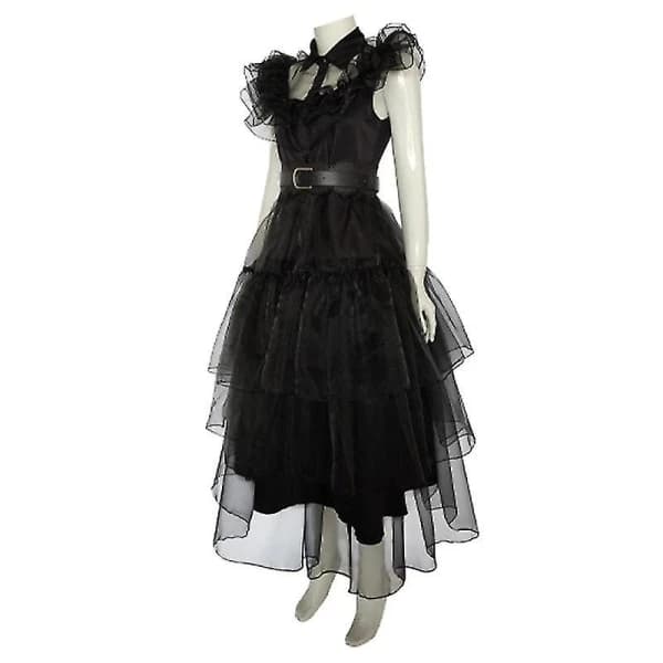 Wednesday Addams Cosplay Onsdagsdansklänning Kostym Gotisk Peter Pan Cosplay 150cm