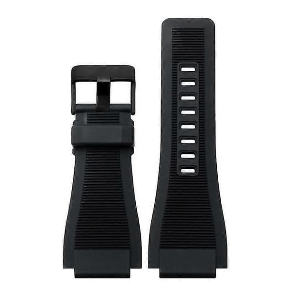 24MM For Bell & Ross BR001 BR003 Black Silicone Watch Strap Replacement Black Button Black Button