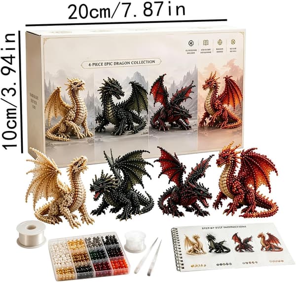 eläimiä helmistä, , lohikäärmeveistos, 3D -