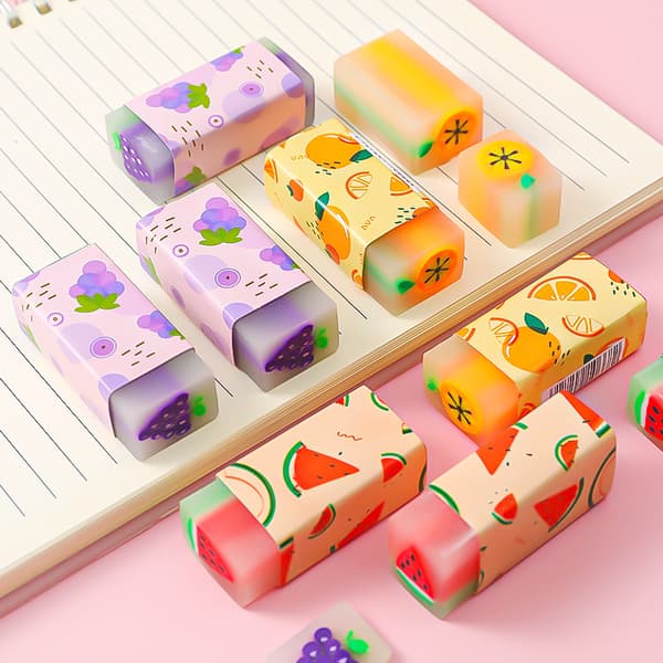 6 Pieces Fruit Erasers, Cute Soft Erasers Colorful Erasers, Kawaii