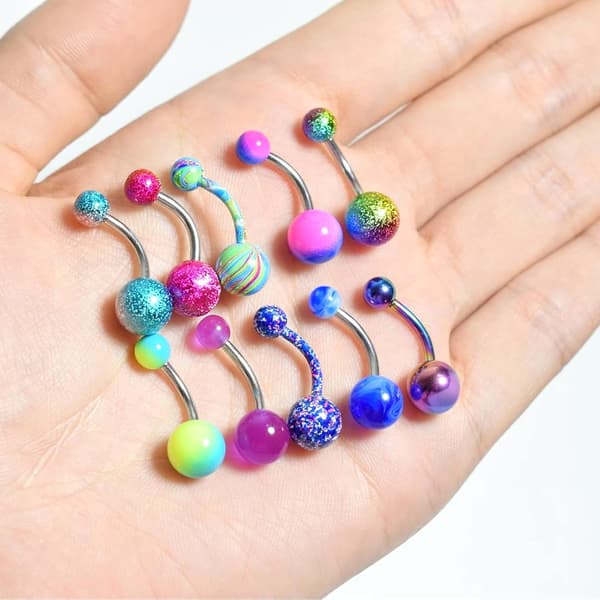 14G Navlepiercingringer for kvinner Piercingsmykker Staver Navle Rustfritt Stål Sølv -