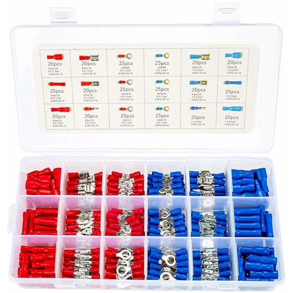 Elektriska kontakter 400-pack platta terminaler kit isolerade terminaler crimp sortiment, T-Audace