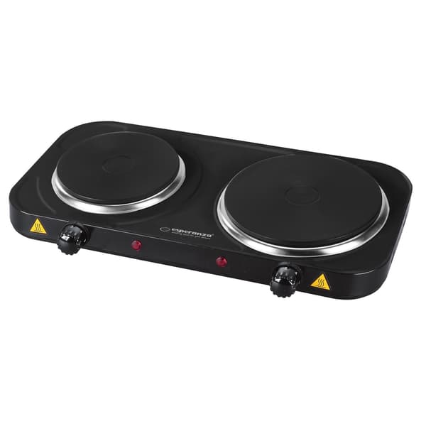Electric Stove with Two Hot Plates Svart black